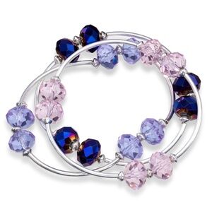 Made in Canada Crystal Stackable Bangles Set Silver Tone Beaded Bracelets Gift